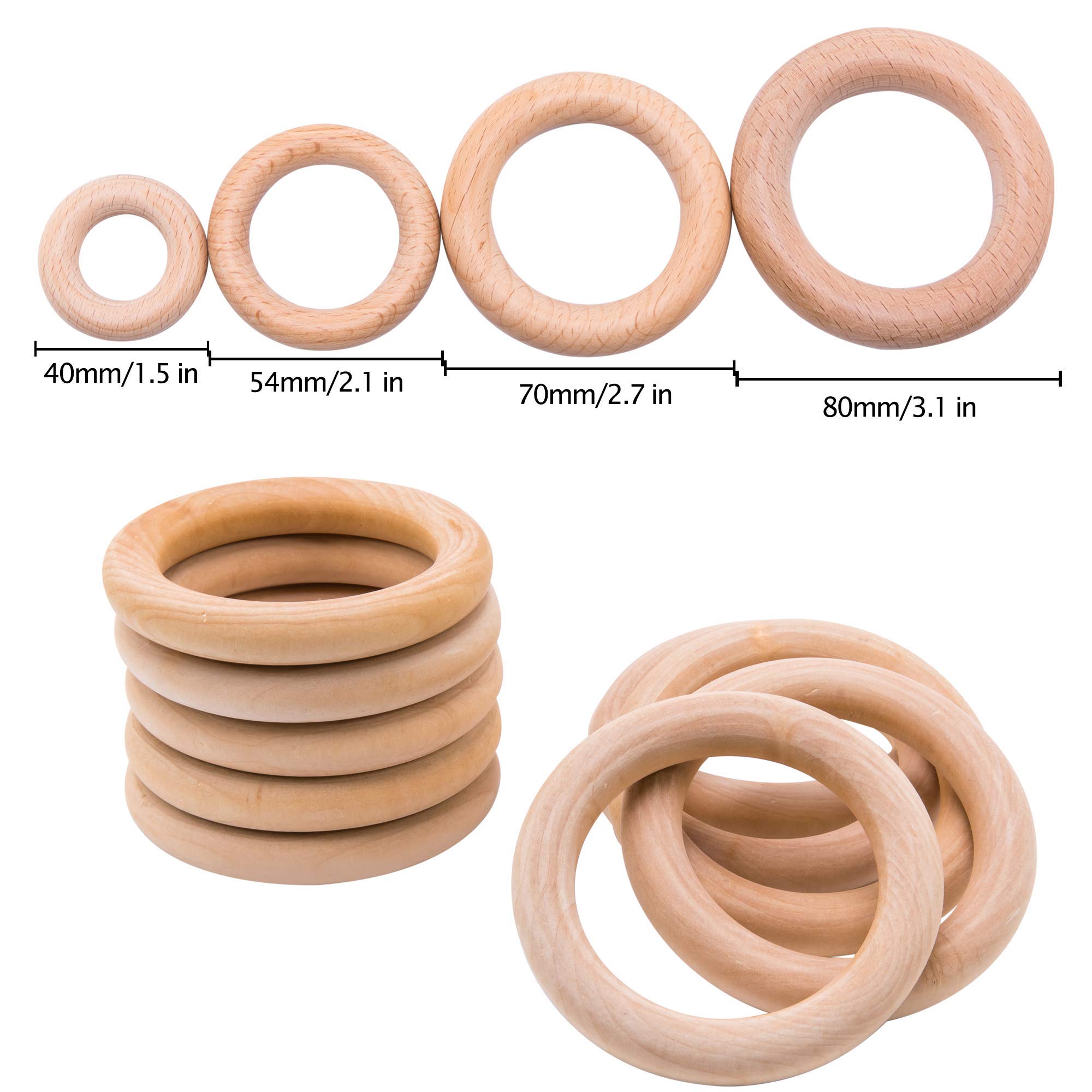 Amazon.co.jp: Mamimami Home 木製 リング 70mm 5個 ブナの木